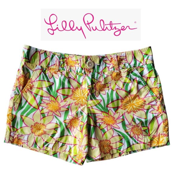 Lilly Pulitzer Daffodil Shorts Bright Cheery Size 2 - Picture 1 of 16